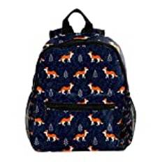 Mini ryggsäck packväska söt orange räv julgran mönster sött mode, Multicolor, 25.4x10x30 CM/10x4x12 in, Ryggsäckar