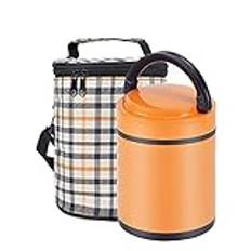 ZXSXDSAX Bento Lunchbox Portable Flask Stainless Steel Lunch flaska, vakuumvärme Lunch Container med Isolerad Bag, täta mat Jar Isolerad Termoser, Bento stil Lunch lösning erbjuder Hållbara(Color:Oran