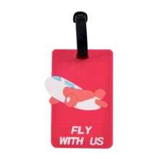 1pc Creative Aircraft Cartoon Simplistic Letter "FLY WITH US" Luggage Tag PVC Soft Rubber Travel Boarding Check-In Anti-Lost Boarding Pass Men's And W