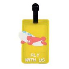 1pc Creative Aircraft Cartoon Simple Letter "FLY WITH US" Luggage Tag PVC Soft Rubber Travel Outgoing Boarding Check-In Anti-Lost Boarding Pass Men's