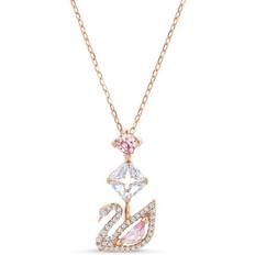 Rosa Diamond Swan Halsband Swarovski Elements Crystal Swan hänge