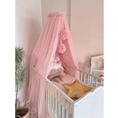 Baby Fancyroom Sänghimmel för babysäng, prinsessbabyvagga, myggnät, sänghimmel för sidosäng, babyrumsdekoration, baldakin för barnrum, av tyll (rosa)