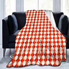 ZHINIANPO Orange röd diamant pläd mönster tyg supermjuk varm filt mode tryckt alla årstider soffa varm filt 152 cm x 127 cm