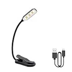 NVNVNMM Bordslampa Rechargeable Book Light Reading Light with Warm Cool White Daylight Flexible Easy Clip Night Reading Lamp in Bed(White)