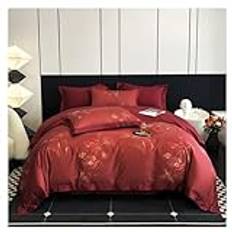 Sängkläder Påslakanset Påslakanset med 4 delar i blommönster - Lätt mikrofibersängkläder Påslakanset for vuxna - Lämplig for alla årstider Duntäcke(Red,1.5m- 1.8m bed -200x230cm)