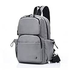 NVNVNMM Man väskor för män Black chest bag crossbody bags for men waterproof back pack usb charging travel bagpack male multifunctional sports bag(Color:Grijs)