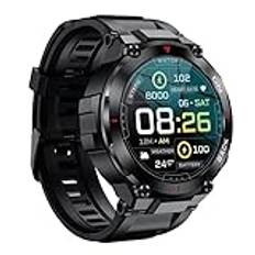 Smartwatch herr smart klocka GPS puls puls tryck steg sömn timer väckarklocka 20 sportlägen pekskärm för iOS Android (svart)