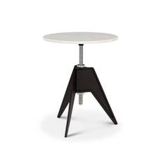 Tom Dixon - Screw Café Table, Rund toppskiva i marmor Ø60 - Vit - Matbord - Vit - Metall/Sten - White