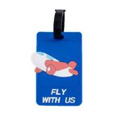 1pc Creative Aircraft Cartoon Simple Letter Print Luggage Tag, PVC Soft Rubber Travel Outgoing Boarding Check-In Anti-Lost Boarding Pass, Backpack Cha