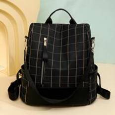 1 Pc Ladies Leaf Pattern Nylon Zip Closed Fashion Backpack For Daily Use In Autumn And Winter