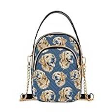 Marinblå Golden Retriever hund kvinnors crossbody handväskor med dragkedja, vardaglig läder mobiltelefon handväska crossbody väskor för damer, Flerfärgad, en storlek