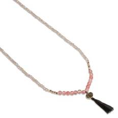 Pearls for Girls halsband 90 cm rosa jade med tofs