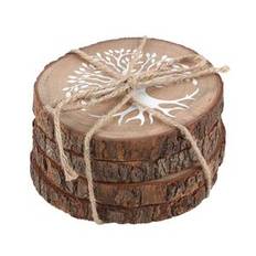 Tree Of Life Wood Slice Coaster Set