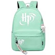 Klassisk HP-tryckt skolväska Harry Magic ryggsäck damer ungdom barn reseryggsäck grön
