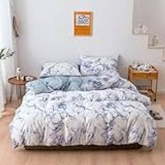 White Marble Duvet Cover, Duvet Cover for Bed in Marble Effect, Soft Duvet Cover with Zipper Marble Pattern (Black,220 x 240 cm)(Color:Blu,Size:200 x 200 cm)