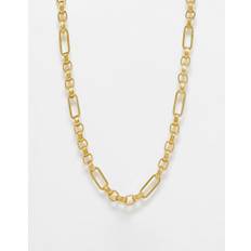 ASOS DESIGN – Guldfärgat halsband med blandade länkar i vattentåligt, rostfritt stål - No Size