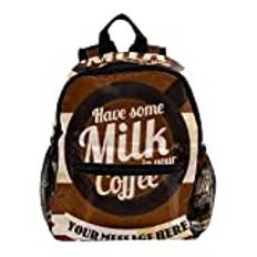 Mini ryggsäck pack väska ha lite mjölk i ditt kaffe sött mode, flerfärgad, 25.4x10x30 CM/10x4x12 in, Ryggsäckar