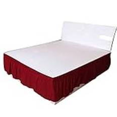 Sängkjol, kapplakan dubbel enfärgad elastisk sängkappa hem hotell sovrum säng sidodekorationer skyddande sängkläder avtagbar sängband kjol hemtextil (färg: röd, storlek: 100 x 200 x 40 cm)