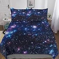 Star Galaxy 3 delar påslakan 3D-tryckt universum måne stjärna påslakan sängkläder set med mikrofiber med dold dragkedja med örngott barn vuxen tonåringar täcke täcke kung (220 x 240 cm)