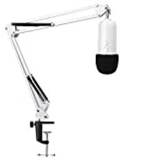 YOUSHARES White Mic Stand with Pop Filter - Mic Suspension Boom Arm Stand with Foam Cover Vindruta för White Blue Yeti och Yeti Pro Microphone