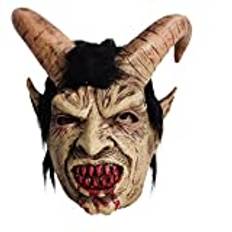 Halloween Krampus mask latex demon skräck monster LED-ljus full huvud kostym cosplay maskerad rekvisita (utan ljus)