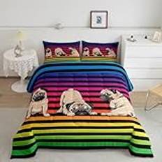 Star Sängkläder 135 x 200 ränder sängkläder set för alla, påslakan vändbart mikrofiber med dragkedja – 1 påslakan och 2 örngott 80 x 80, mjukt och strykfritt