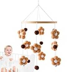 Babymobil | spjälsäng,Bassinet leksak för pojkar och flickor 0-12 månader för barnkammare och takdekoration, inklusive färgglada blommor, små pälsbollar och klockor Rasoli