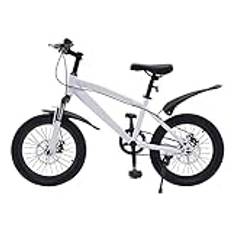 TESUGN 18 tums barncykel, mountainbike MTB för vuxna och tonåringar hardtail med fjädergaffel V-broms, pojkar flickor cykel för utomhussport, vit