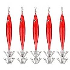 50 St Bläckfiskfiskkrok Lockbetedelar Fisketillbehör 3D Fisheye, Lämplig för Fiskeälskare (Red)