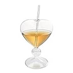 POYHKFD Hjärtformade Cocktailglas, 240 Ml Vinglas med Sugrör Dricka Vinglas Martini Cocktailglas, Valentine Vinglas Unik Design Champagneglas för Home Club(Grovt)