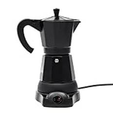 MEHOOSPVN Espressomaskin induktion 300 ml elektrisk mokka, espressokokare, italienskt kaffe, mokakanna kaffebryggare aluminium, 1–6 koppar, bas av rostfritt stål, säkerhetsventil, gas, svart