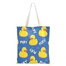 FRODOTGV Cool Djur Anka Söt Spel Gul Canvas Bärkasse Tygkasse för Kvinnor Canvas Värdinna Gåvor För Kvinnor Tyg Tygväskor med Handtag Billig Tote Väska Enkel, Cool Animal Duck Cute Game Yellow, 1 Size