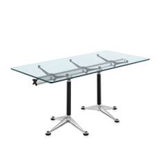 Herman Miller - Burdick Group Rectangular Table 91 x 152 cm, Bracket Polished Aluminium, Column Black - Skrivbord - Bruce Burdick - Transparent - Glas/Metall