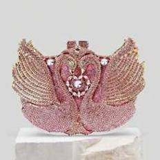 FOLO Luxury Pink Swan Clutch Crystal Evening Bags,Animal Design Crystal Clutches For Wedding & Bride Party Dinner Ladies Purse Rhinestone Minaudiere H