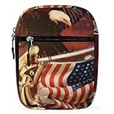 Amerikansk flagga Fly Eagle militär mini crossbody väska unisex stöldsäker sidoaxelväskor resa liten messengerväska