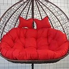 2-personers hängande äggstolsdyna, vattentät dubbel hängande stolsdyna i rotting, Hammock Swing Egg stolsdyna med nackstöd, byte av hängande korg sittdyna(Red)