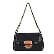 VOSMII handväska Fashion Simple Denim Lady Shoulder Bag Exquisite Chain Lady Handbag Travel All-Match Lady Handväska(Black)