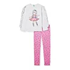 United Colors of Benetton Pyjamaset för flickor, Grigio 506 + Allover Rosa, 82 cm