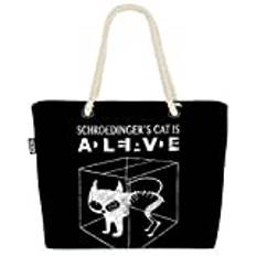 VOID XXL strandväska Sheldon skrapande katt Shopper väska 58 x 38 x 16 cm 23 L Beach Bag Dead Alive Physik Experiment Schroedingers cat