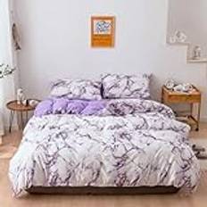 White Marble Duvet Cover, Duvet Cover for Bed in Marble Effect, Soft Duvet Cover with Zipper Marble Pattern (Black,220 x 240 cm)(Color:Viola,Size:220 x 240 cm)