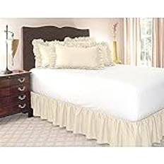 Sängkjol, kapplakan dubbel solid elastisk sängkappa hem hotell sovrum dekorationer tillbehör hemtextilprodukter 6 färger S/M/L/XL (färg: beige, storlek: 200 x 120 cm)