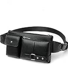 DFV mobile - Bag Fanny Pack Leather Waist Shoulder bag for Ebook, Tablet and for FUJITSU ARROWS M05 (2019) - Black