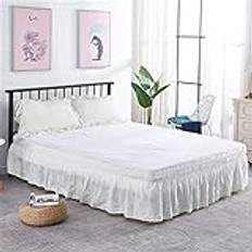 Sängkjol, kapplakan dubbel stretch sängkappa elastiskt band sängkappa sängkläder sängöverdrag utan yta hem hotell sängkjol tvilling/full/drottning/kung (färg: beige, storlek: 120 x 200 x 45 cm)