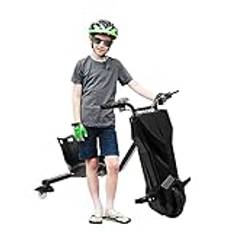 LUNICASHA Drift Trike för barn, 360° sparkcykel, justerbar kaross, 3 hastighetsinställningar, svart