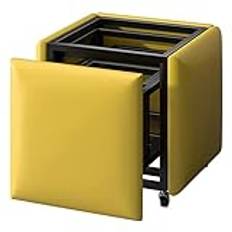 5 i 1 Magic Cube Pall, Modern Hemma Vardagsrum Soffa Kombination Stol Förvaring Pall med PU-läder sits och svängbara hjul, 45x45x45 cm (Färg: Gul) wwyy