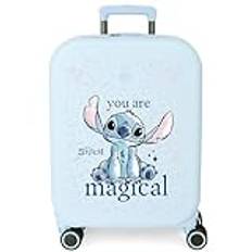Joumma Väskor Disney Stitch You are Magical Cabin Resväskor, Resväskeset, Tillverkad av ABS, ett starkt och lätt material, sidokombinationslås, ryggsäckar, skolryggsäckar, barnryggsäckar, Ljusblå,