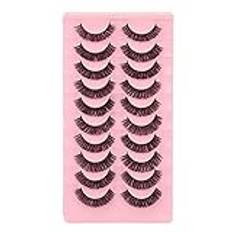 10 Par Lösögonfransar, Fiber Professional Eyelashes Pack, DD Curl Wispy Fluffy Återanvändbar 3D Multi Layer Falska ögonfransar för Makeup Cosplay(Typ 1)