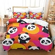 SkyClouf Panda tredimensionellt tryck sängkläder i tre delar panda sängöverdrag ultrafin fiberkudde ingår mjuk att röra vid och hanterbar Super King (260 x 220 cm)