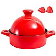 YLWX Marockansk Tajine Kruka, Blyfri Lergryta För Matlagning, Hantverk Traditionell Tagine Crock Pot, Slow Cooker Keramik (Color : Red)