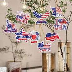 9pcs American Independence Day Festival Decoration Star Shaped Pendant, USA Party Gift Decorative Pentagram Tag